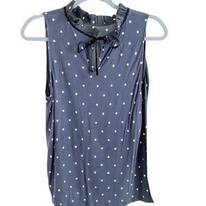 LOFT Sleeveless Polka Dot Blouse in Gray Size LP